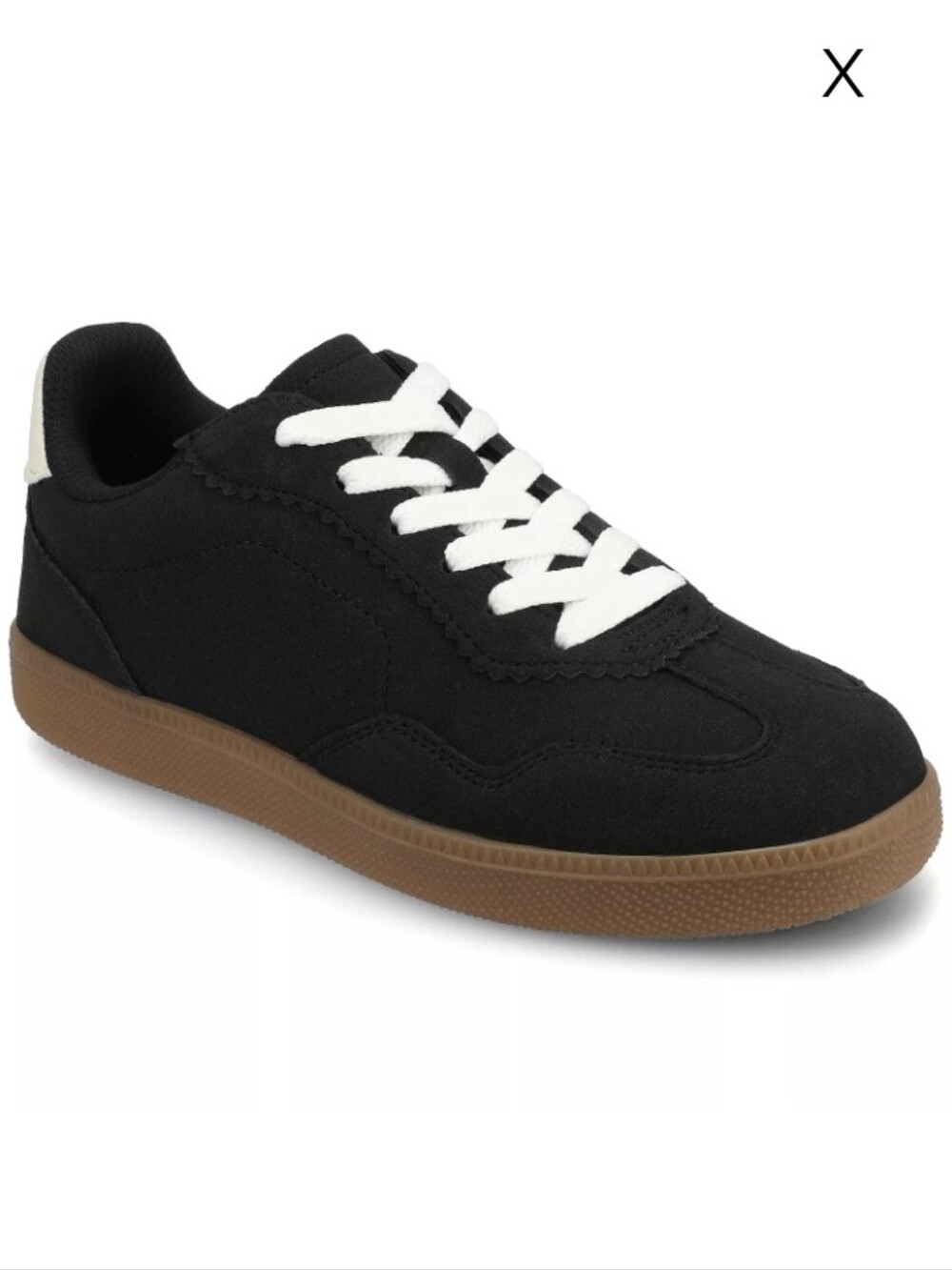 Journee Black Lummie Suede-Look Low Top Sneaker